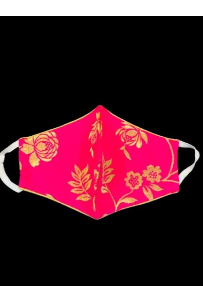Floral pink Color Brocade Face Mask Floral pink Color Brocade Face Mask